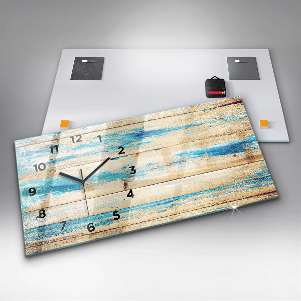 Zegar ścienny poziomy Porysowane drewno