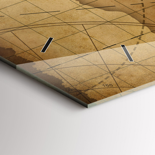 Zegar ścienny poziomy Mapa świata vintage