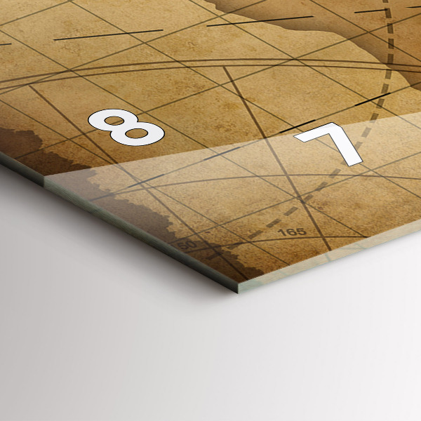 Zegar ścienny poziomy Mapa świata vintage