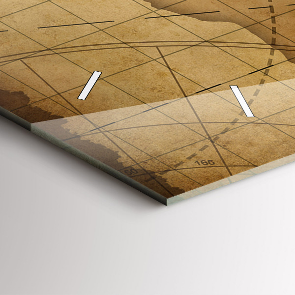 Zegar ścienny poziomy Mapa świata vintage