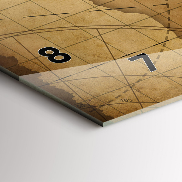 Zegar ścienny poziomy Mapa świata vintage