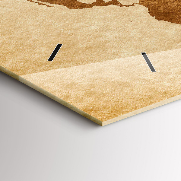 Zegar ścienny poziomy Mapa świata w starym stylu