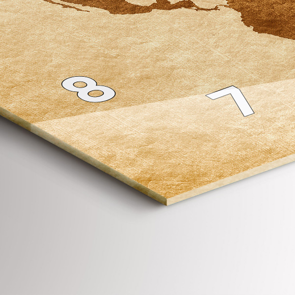 Zegar ścienny poziomy Mapa świata w starym stylu