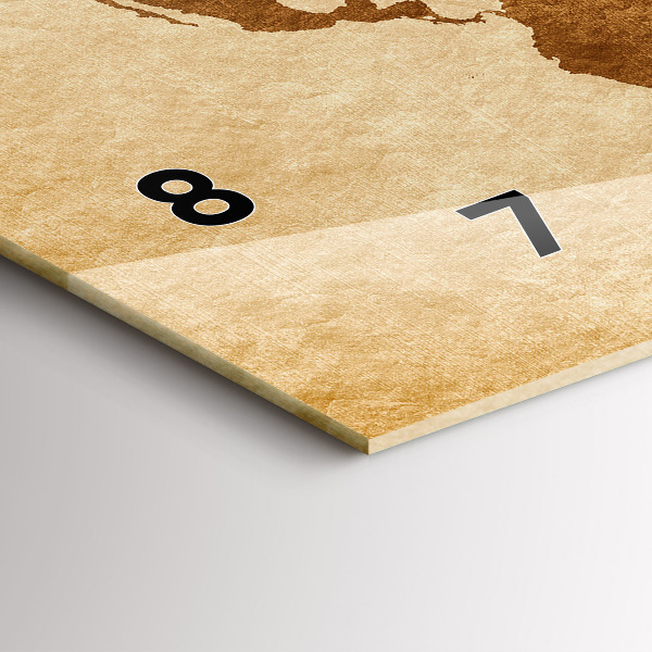 Zegar ścienny poziomy Mapa świata w starym stylu