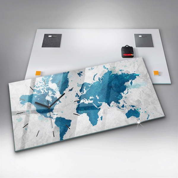 Zegar ścienny poziomy Mapa świata