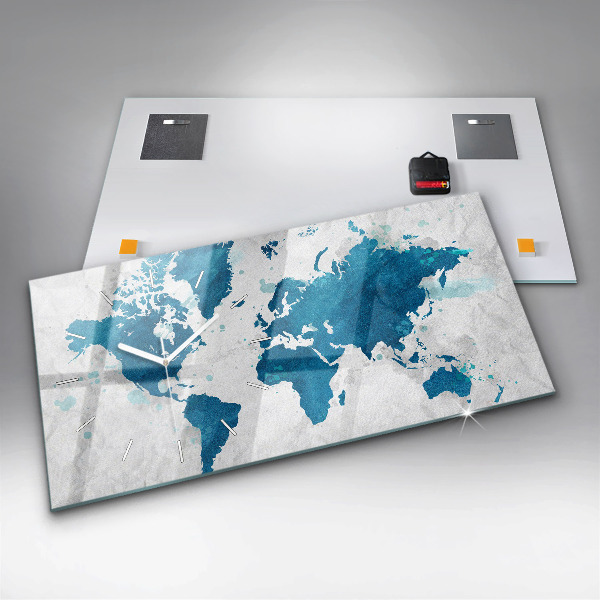 Zegar ścienny poziomy Mapa świata