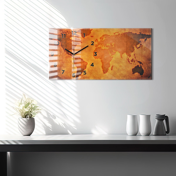 Zegar ścienny poziomy Duża mapa świat