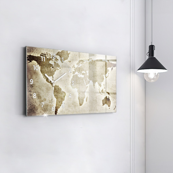 Zegar ścienny poziomy Mapa świata