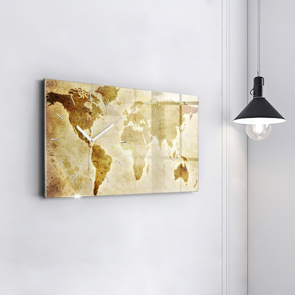 Zegar ścienny poziomy Stara mapa świata