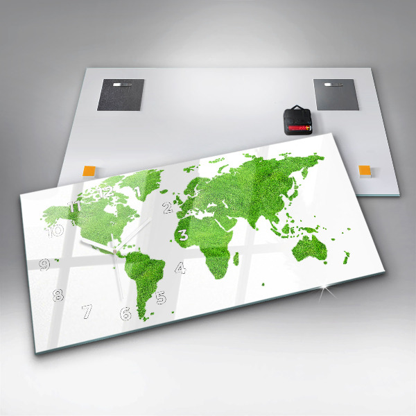 Zegar ścienny poziomy Mapa zielona trawa