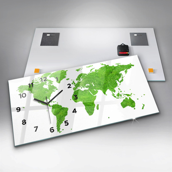 Zegar ścienny poziomy Mapa zielona trawa