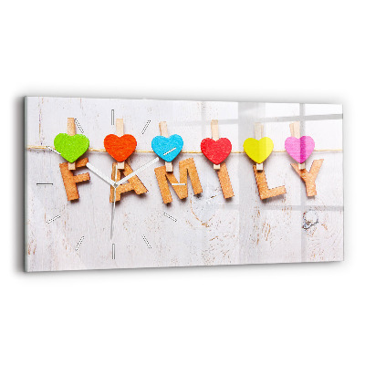 Zegar ścienny poziomy Napis rodzina