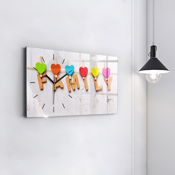 Zegar ścienny poziomy Napis rodzina