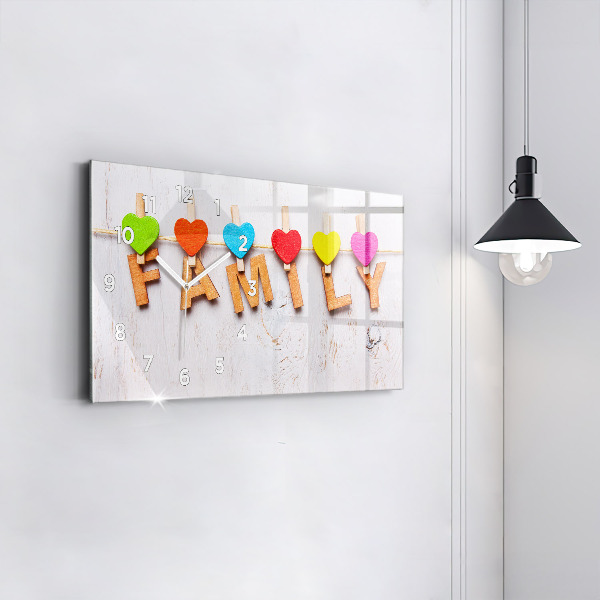 Zegar ścienny poziomy Napis rodzina