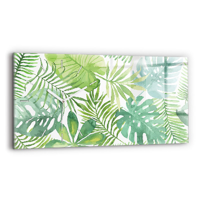 Zegar ścienny poziomy Zielone liście