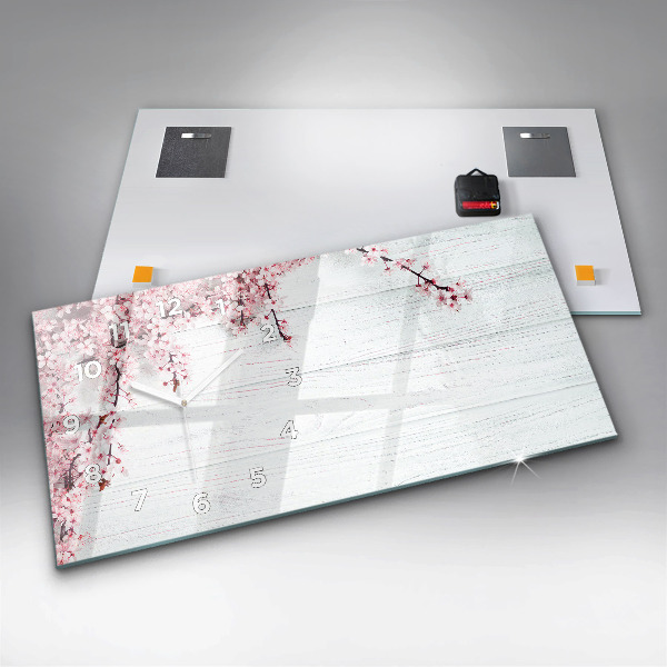 Zegar ścienny poziomy Wiosenne kwiaty