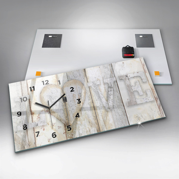 Zegar ścienny poziomy Napis miłość