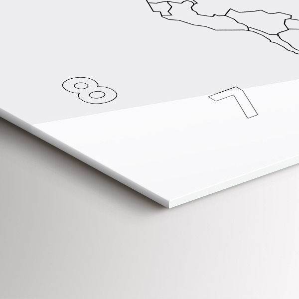 Zegar ścienny poziomy Konturowa mapa świata