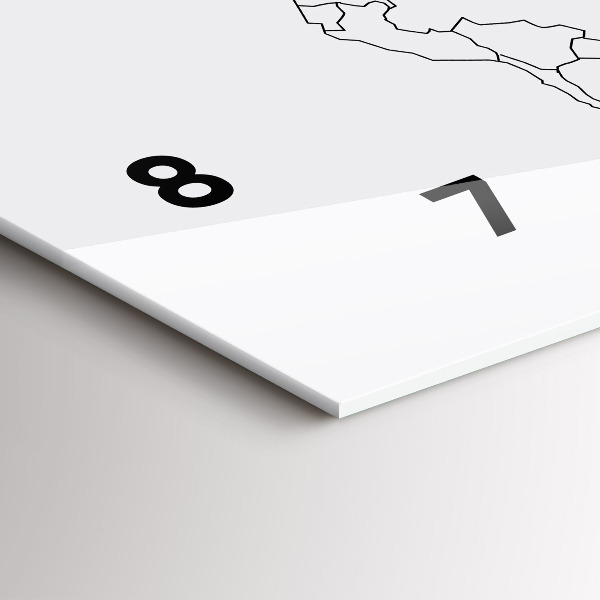 Zegar ścienny poziomy Konturowa mapa świata