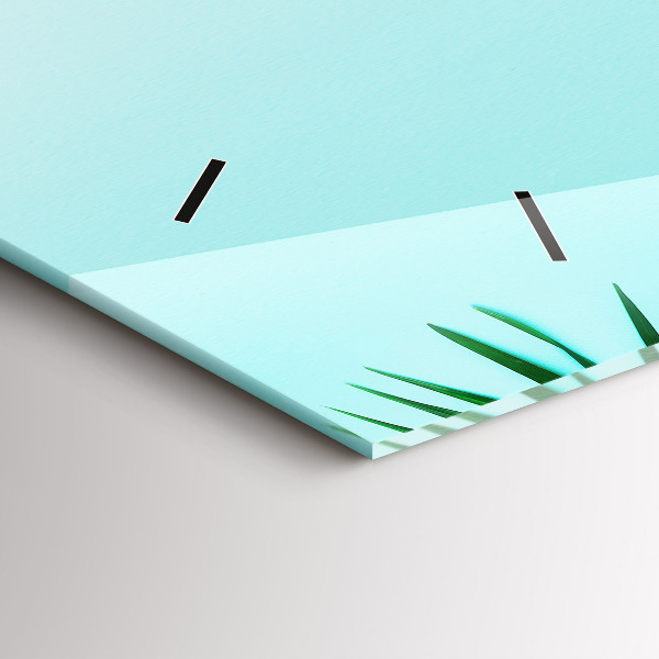 Zegar szklany poziomy Liście palmy