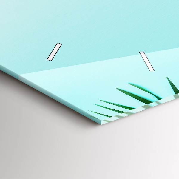 Zegar szklany poziomy Liście palmy