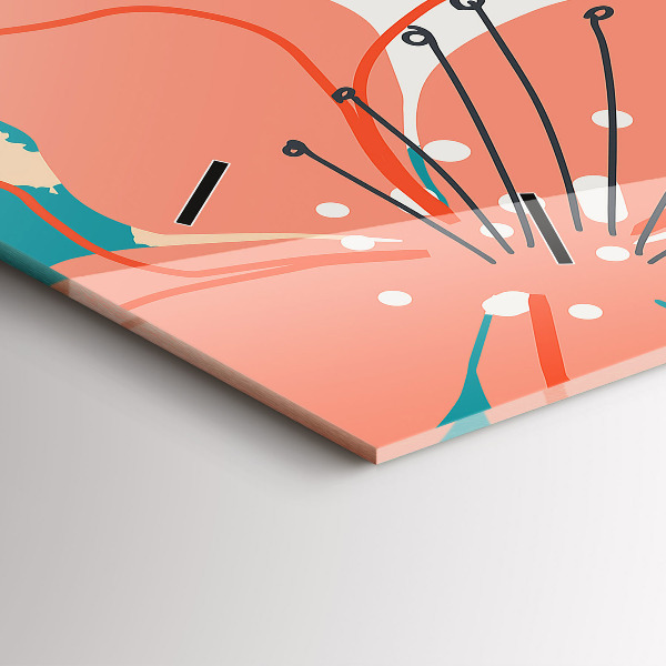 Zegar szklany poziomy Hawajskie rośliny