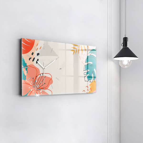 Zegar szklany poziomy Hawajskie rośliny