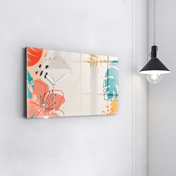 Zegar szklany poziomy Hawajskie rośliny