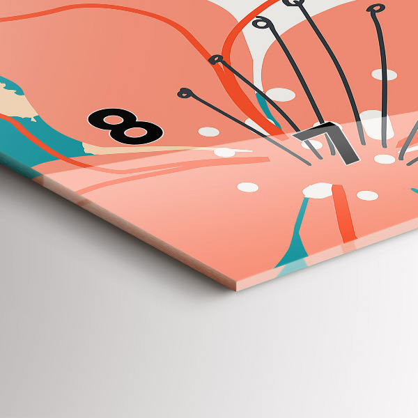 Zegar szklany poziomy Hawajskie rośliny