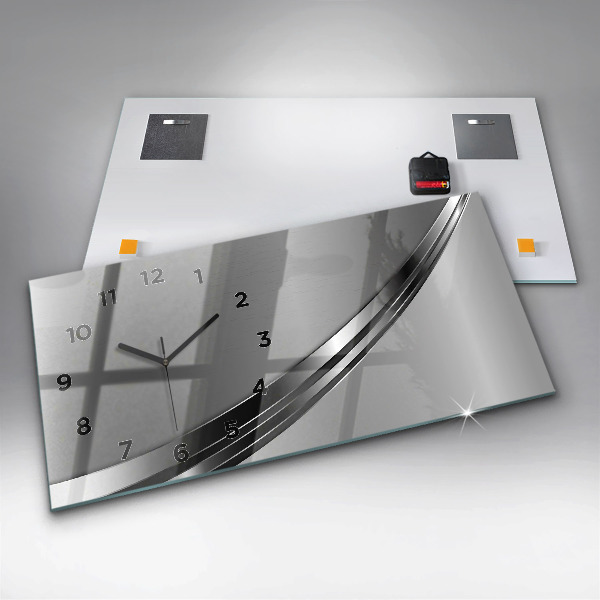 Zegar poziomy Srebrne linie