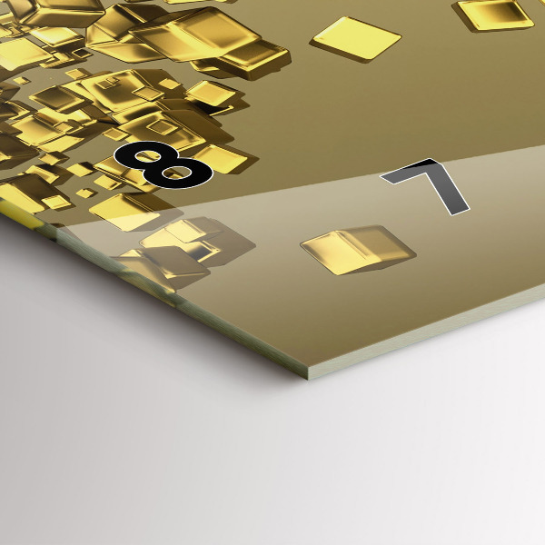 Zegar poziomy Złote kwadraty