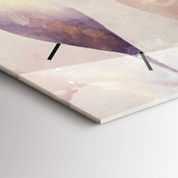 Zegar szklany poziomy Abstrakcyjne boho liście