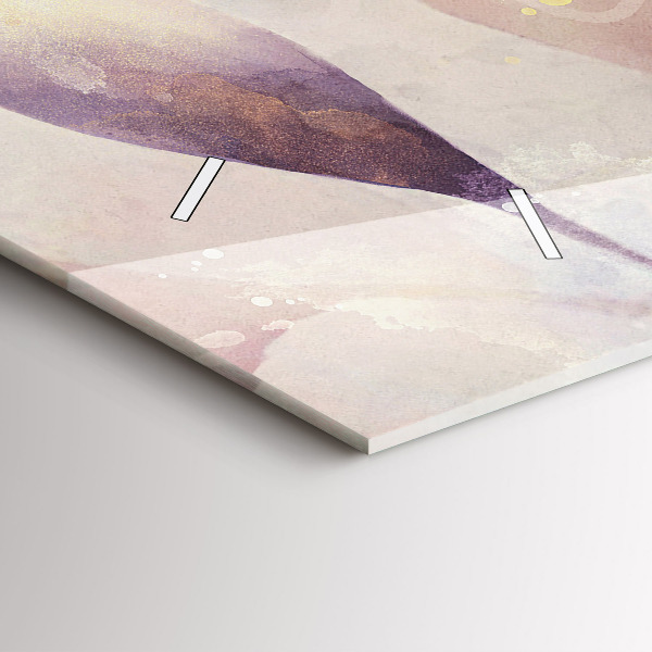 Zegar szklany poziomy Abstrakcyjne boho liście