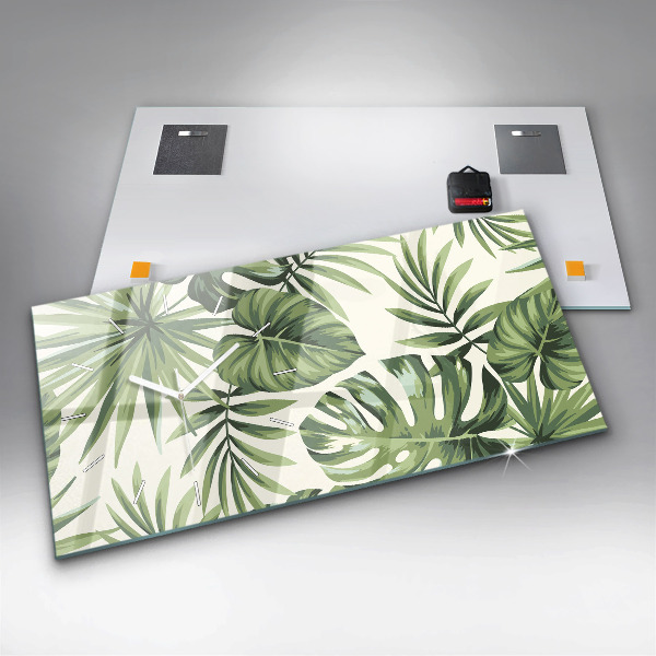 Zegar szklany poziomy Tropikalny wzór