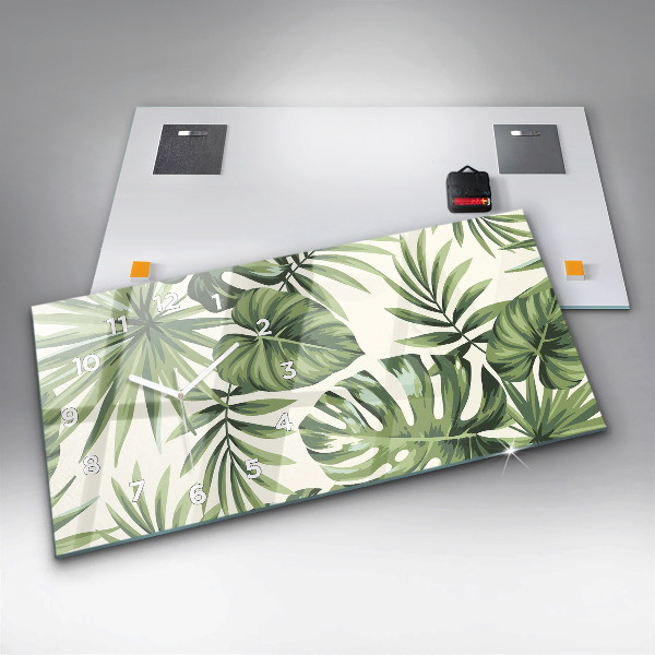 Zegar szklany poziomy Tropikalny wzór