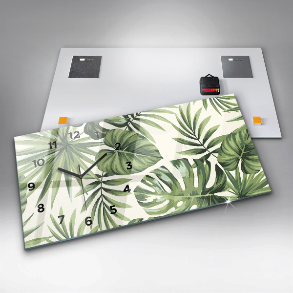Zegar szklany poziomy Tropikalny wzór