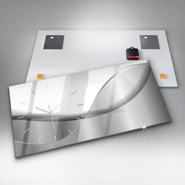 Zegar poziomy Srebrna abstrakcja