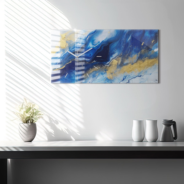 Zegar poziomy Niebieski marmur