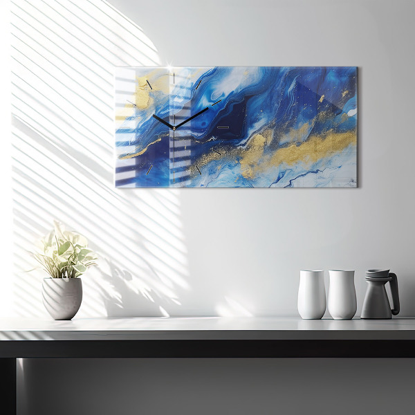 Zegar poziomy Niebieski marmur