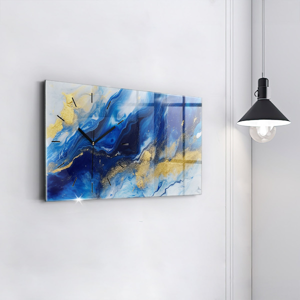 Zegar poziomy Niebieski marmur