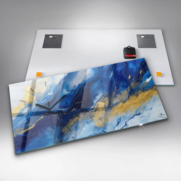 Zegar poziomy Niebieski marmur