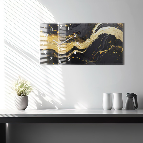 Zegar poziomy Złoty marmur