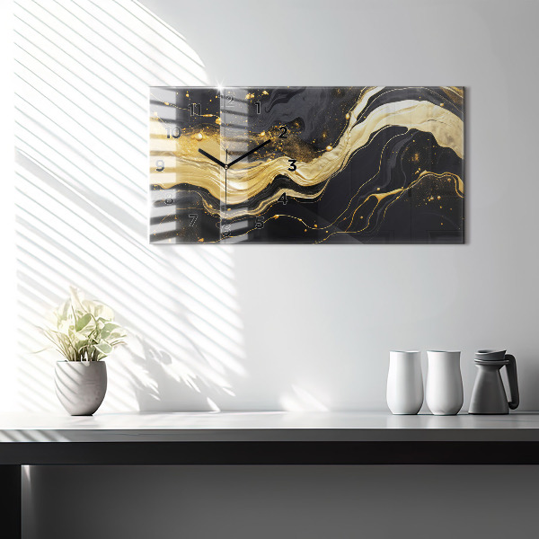 Zegar poziomy Złoty marmur