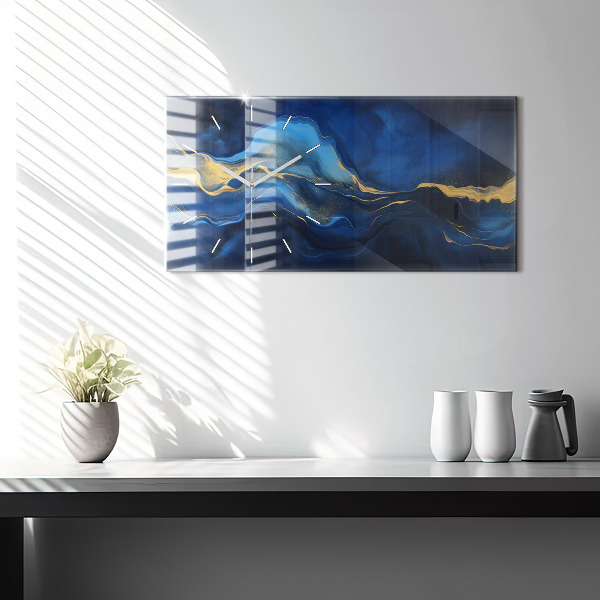 Zegar poziomy Niebieski marmur