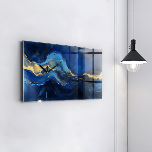 Zegar poziomy Niebieski marmur