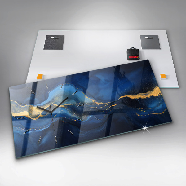 Zegar poziomy Niebieski marmur