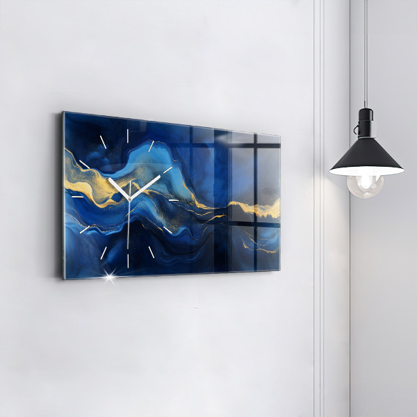 Zegar poziomy Niebieski marmur