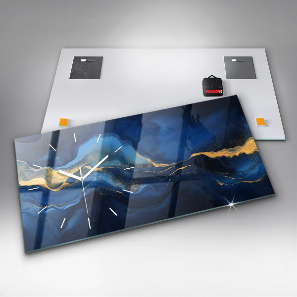 Zegar poziomy Niebieski marmur