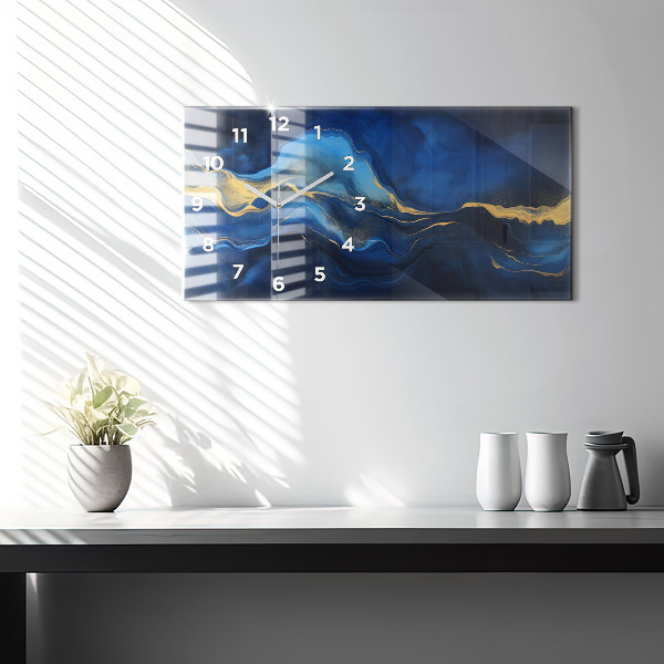 Zegar poziomy Niebieski marmur