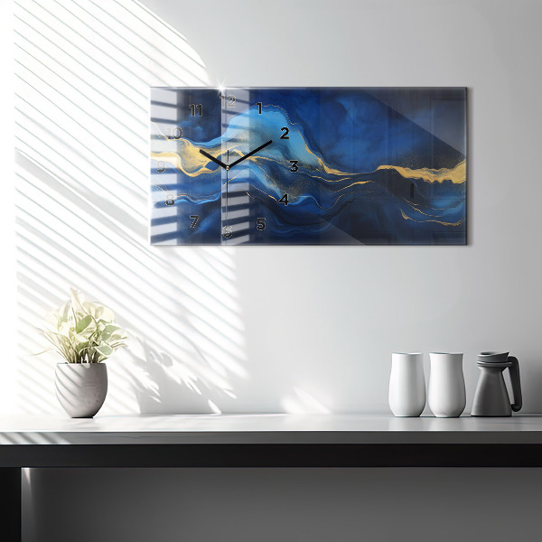 Zegar poziomy Niebieski marmur